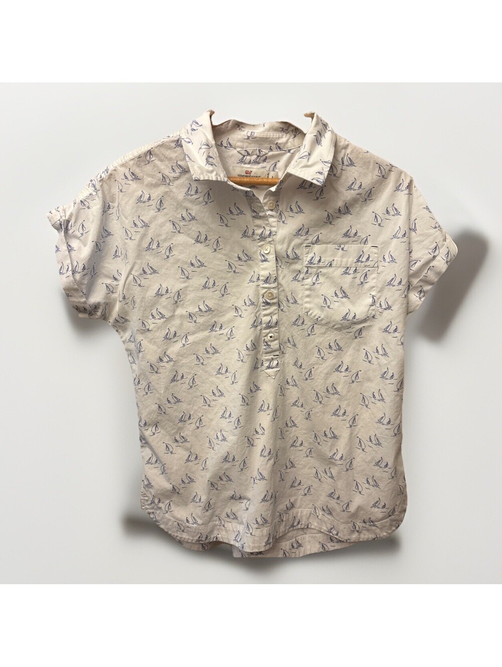 Vineyard Vines Shirt Mens 8 Classic Fit Murray Button Sailboat All Over Print